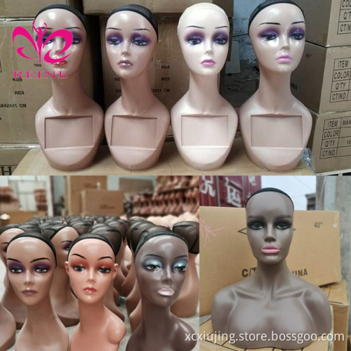 REINE Realistic Mannequin Head with Shoulders PVC Mannequin Head with Shoulders for Wig Female Mannequin Head and Bust